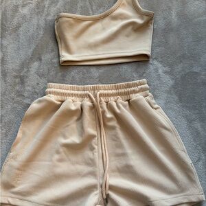 SHEIN Ribbed Beige Fabric